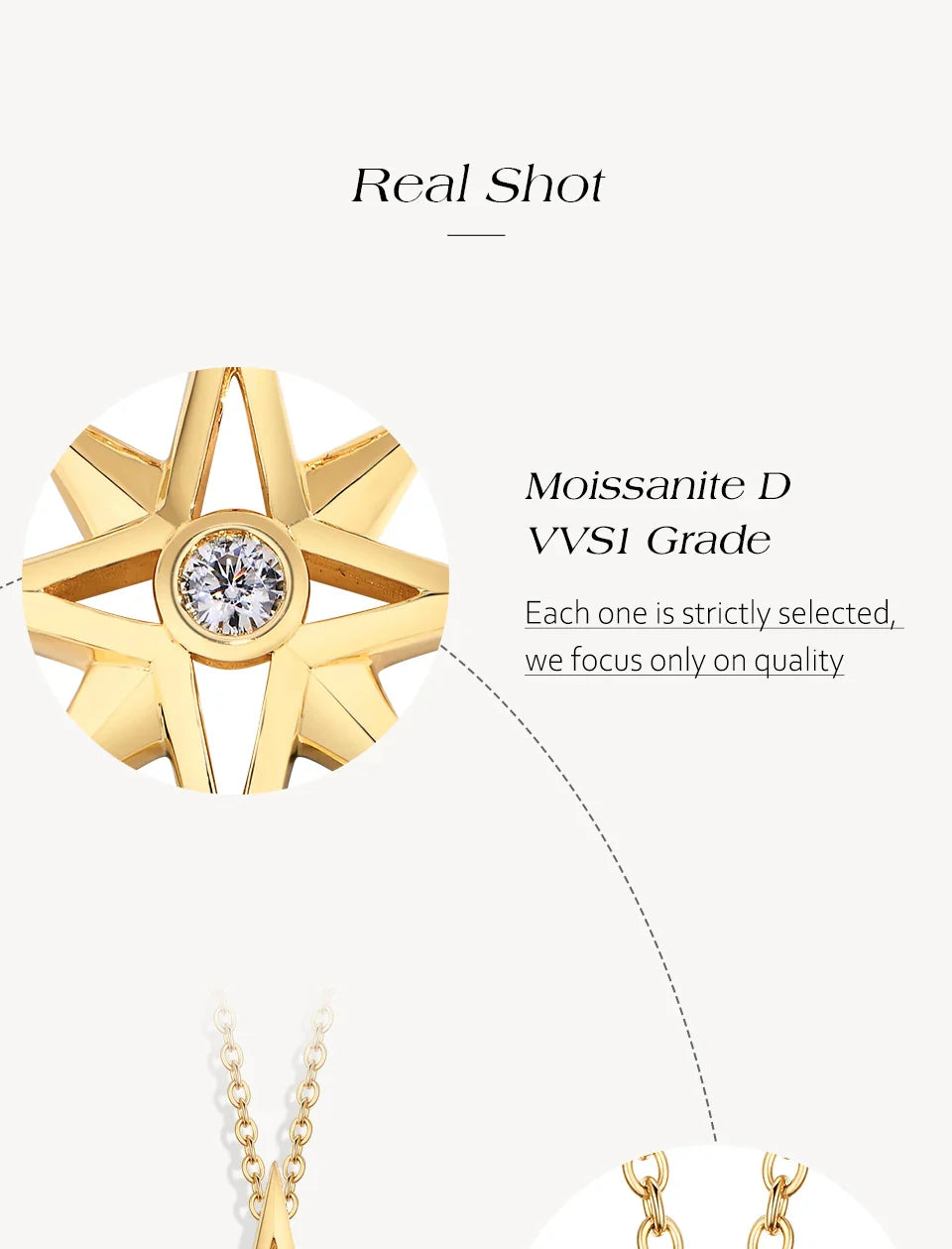 Star Moissanite Pendant Necklace for Women D Color Round Cut 3.0mm Lab Diamond S925 Silver 18K Gold Plated Fine Jewelry