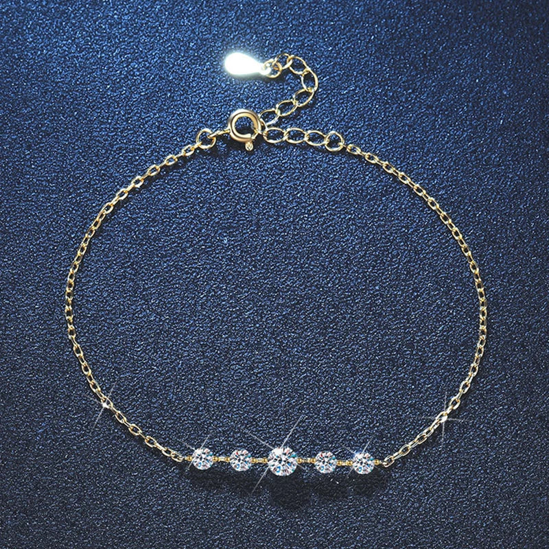 Dainty Full 2/2.5/3mm D Color Moissanite Diamond Link Bracelet for Woman 925 Silver Plated 18k Adjustable Chain Bracelets