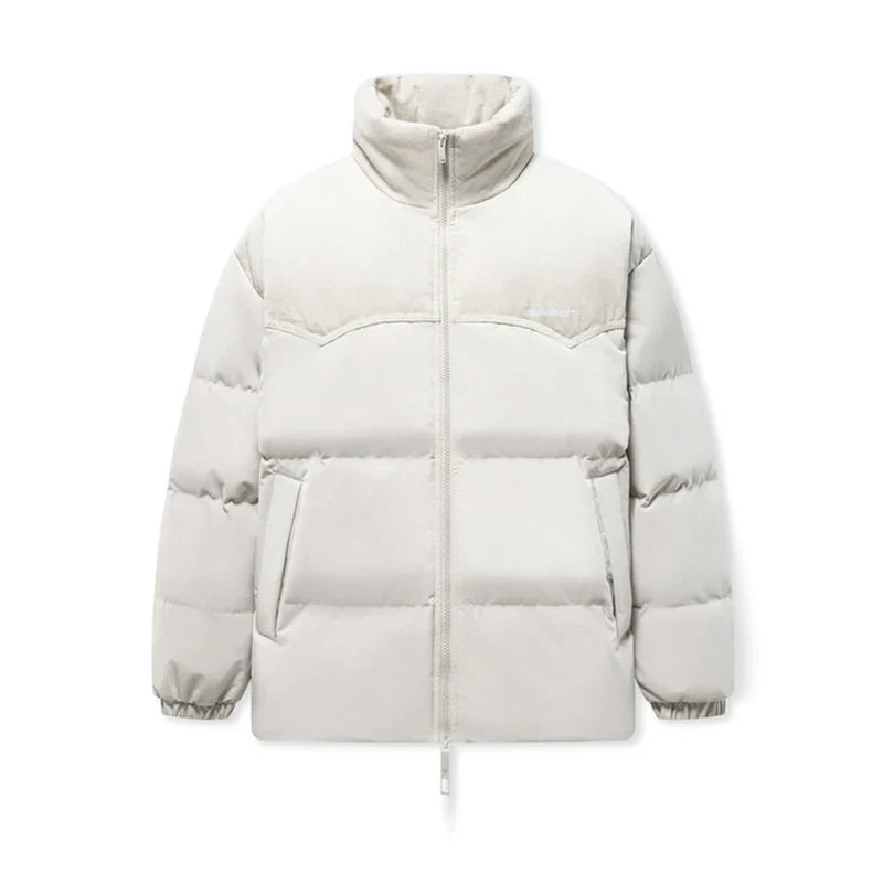 Down Jacket Men 2024 Winter New Patchwork Corduroy Texture Coat Thick Loose Top Embroidered Down Jacket
