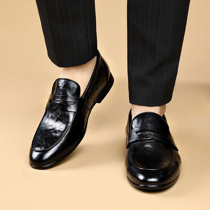 Social Shoe Male Leather Casual Round Toe Men's Formal Shoes Business Luxury Designer Clothing Office Party Gentleman 2025 Trend