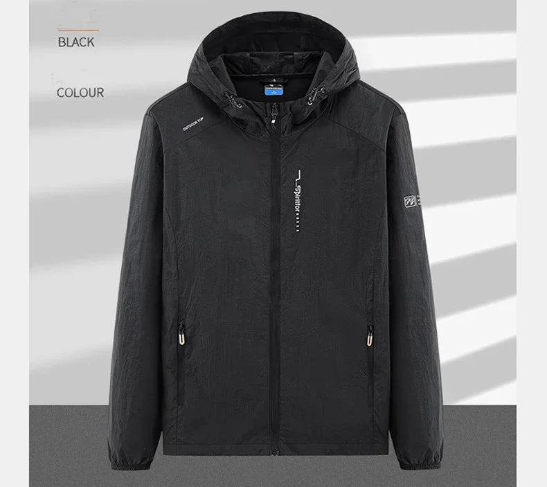 UPF50+ Summer Outdoor Quick Dry Sun-Protective Thin Jacket Men Hiking Fishing Cycling Hooded Gym Sport Ultra Light Windbreaker