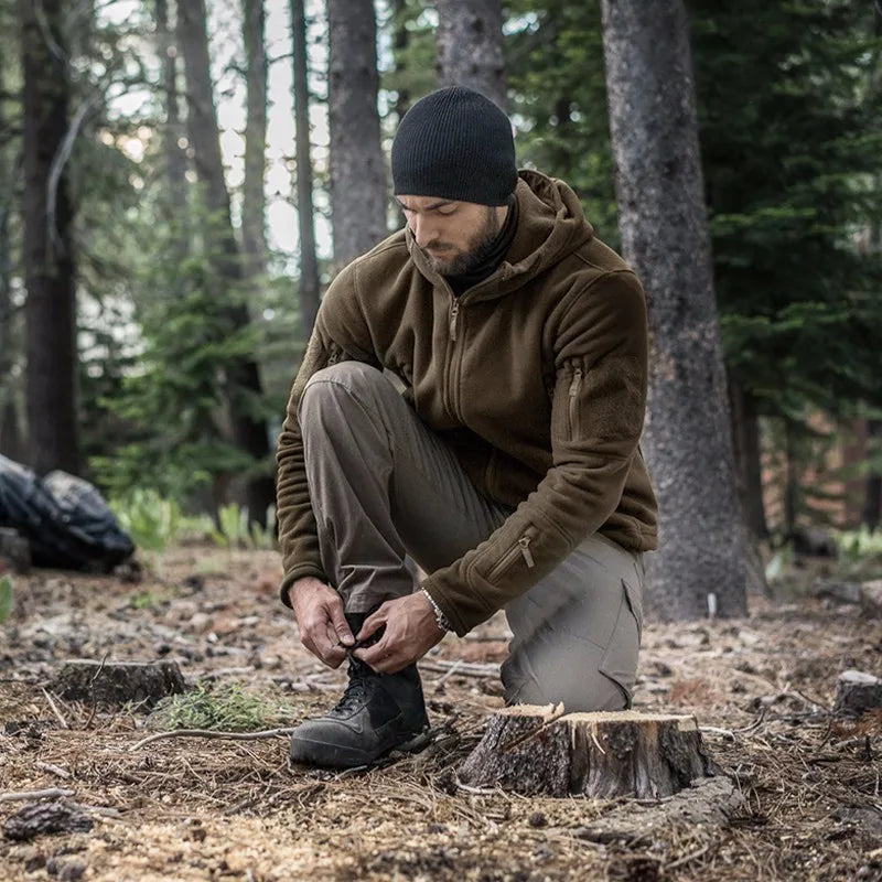 Men Polar Fleece Tactical Winter Autumn Hiking Fishing Camping Trekking Thermal Jackets Outdoor Sports Hood Caro Coat Softshell