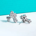 0.78cttw Iced Out Moissanite Cross Stud Earrings 925 Sterling Silver Pimped Out Earring New Age Hip Hop Jewelry for Men