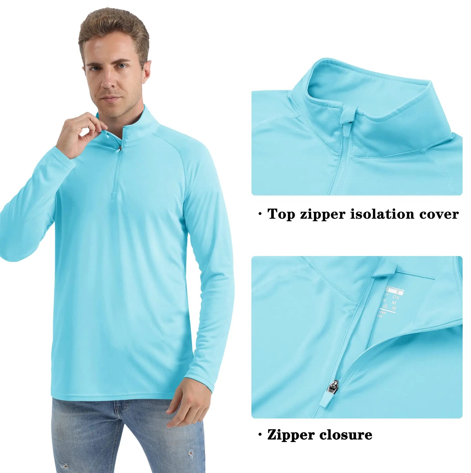 UPF50+ UV Protection T-Shirt Mens Lightweight Long Sleeve Quick Dry Fishing Shirt Outdoor Hiking Workout Rash Guards