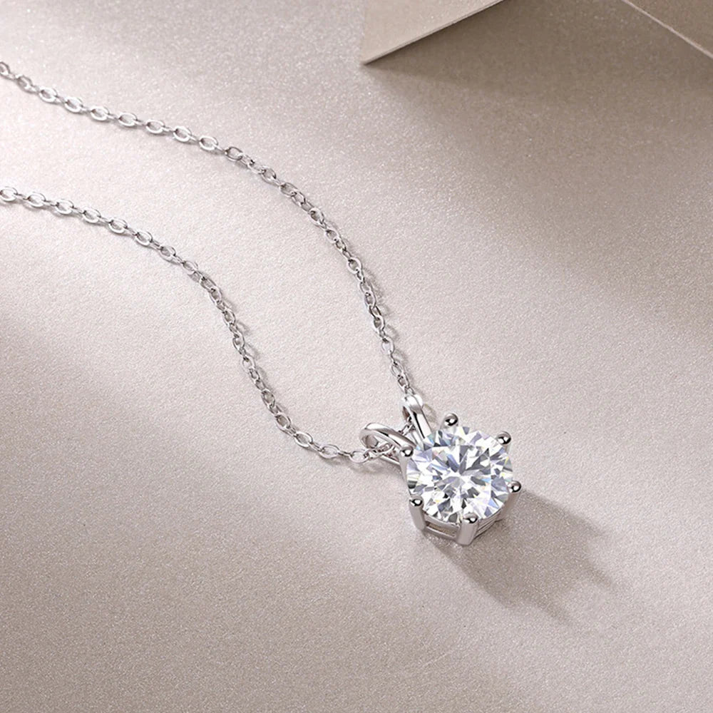 Moissanite Pendant Necklace 0.5-5CT D Color VVS1 4/6 Prong Lab Diamond 925 Silver 18K Gold Plated Solitaire Jewelry Gift