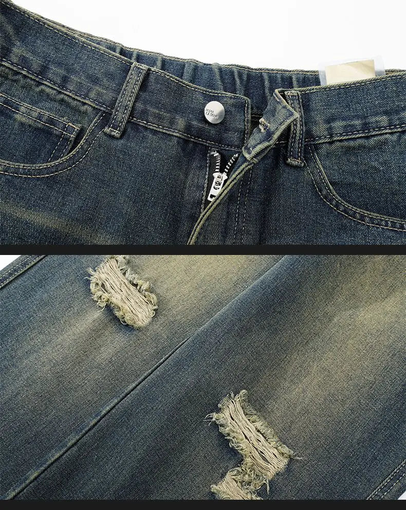 Men's American Style Loose Straight Leg Jeans Vintage Spring Summer New Arrival Drapey Trendy Wide Leg Long Pants