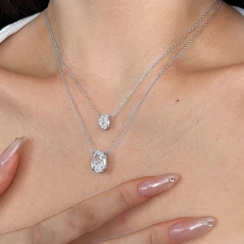 1/2/3Carat Oval Cut Solitaire Moissanite Pendant Necklace with certificate Diamond  Neckchain for women s925 silver Fine Jewelry