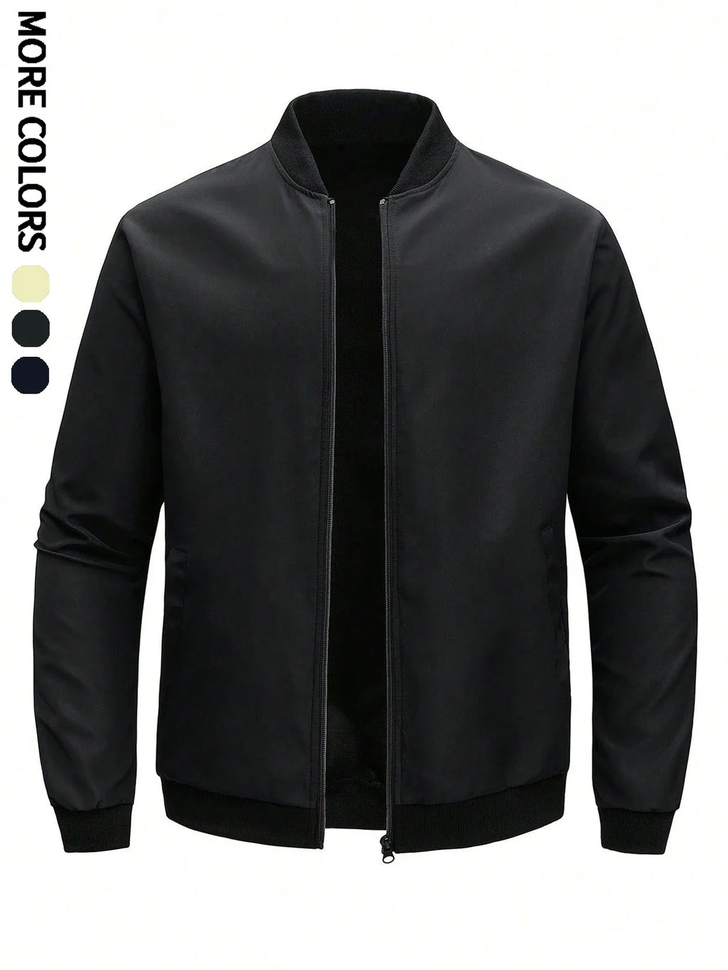 Men's Plain Light Jacket, Outdoor Sports and Leisure Stand-Up Collar Top, Baseball Jacket with Zipper and Elastic Hem, Windproof, Wear-Resistant, Comfortable and High-Quality Fabric, Suitable for Home Leisure, Work Clothing t