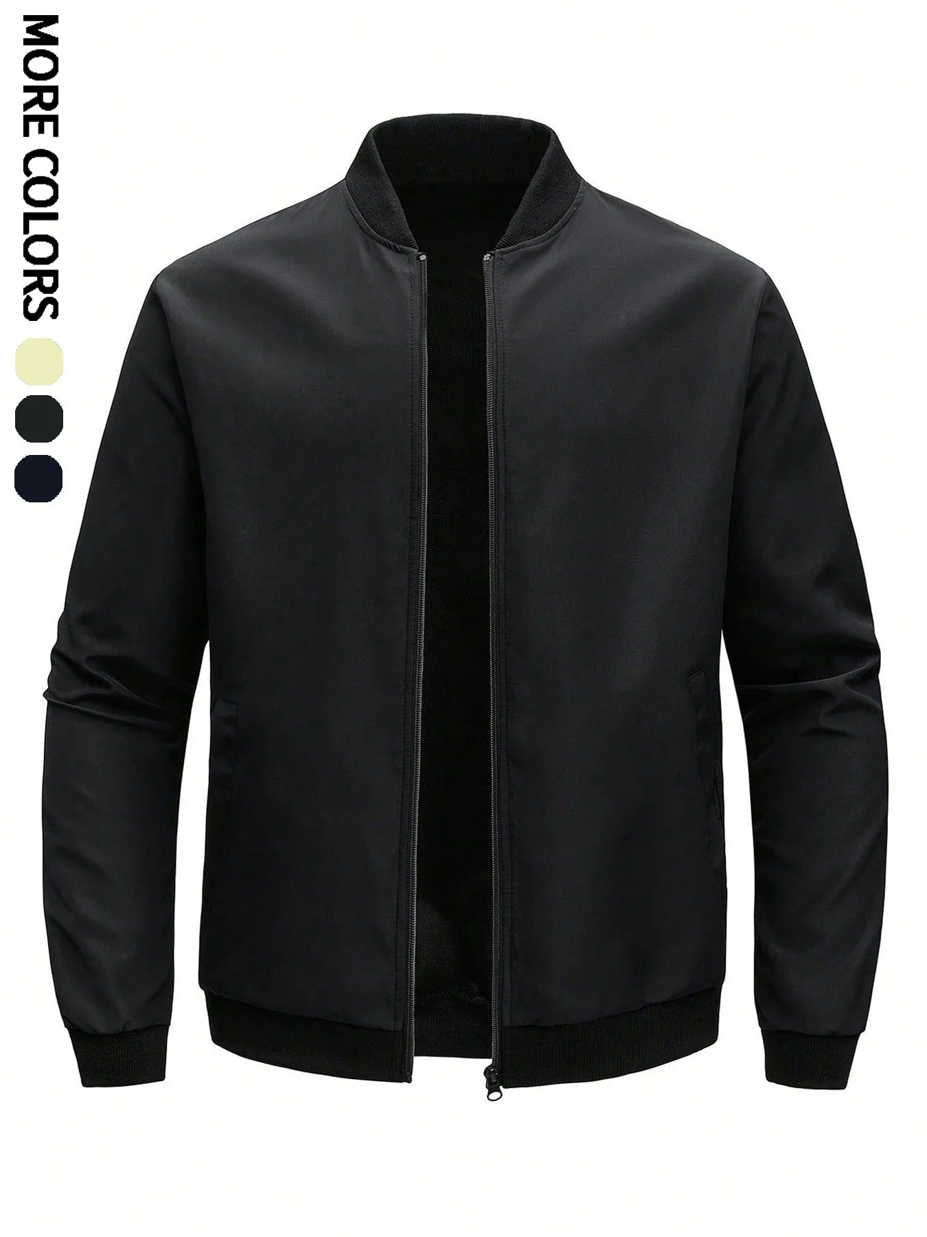 Men's Plain Light Jacket, Outdoor Sports and Leisure Stand-Up Collar Top, Baseball Jacket with Zipper and Elastic Hem, Windproof, Wear-Resistant, Comfortable and High-Quality Fabric, Suitable for Home Leisure, Work Clothing t