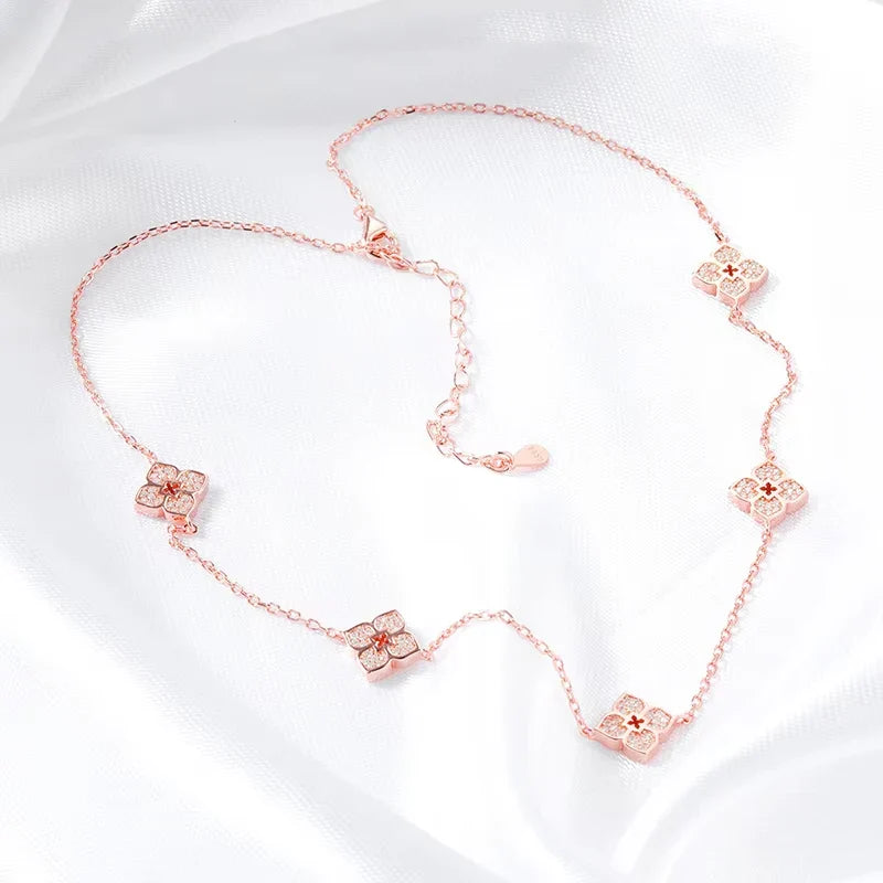 18k Plated Flower Moissanite Choker Necklace for Women Girls Neck Chain Sparkling 925 Sterling Silver Jewelry Pendant