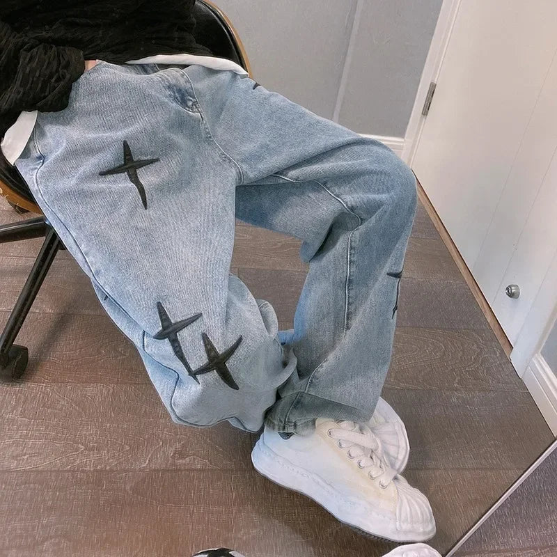 Men Designer Prints Star Jeans