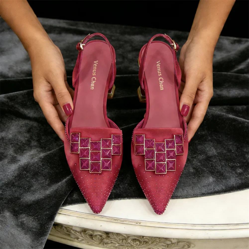 2026 Chic Italian Pointed Toe High Heels with Elegant Rhinestone Accents - Stylish Women's Footwear Perfect for Parties