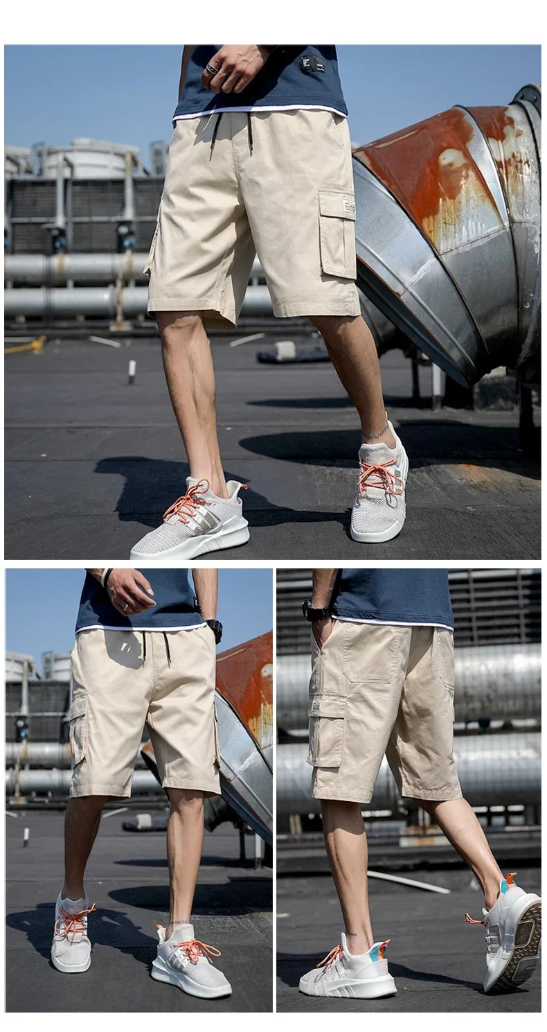 Plus Size Shorts Casual Summer Elastic Waist Cargo Short Men Streetwear Y2k Camouflage Fashion Bermuda Male Side Pocket Breeches