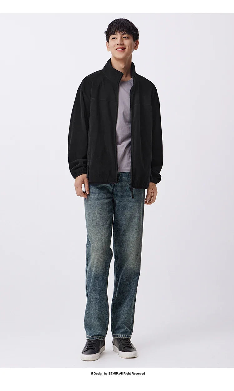 Jacket Men Anti-Static Fur Coat New Autumn 2024 Warm Fleece Couple Style Collar Top