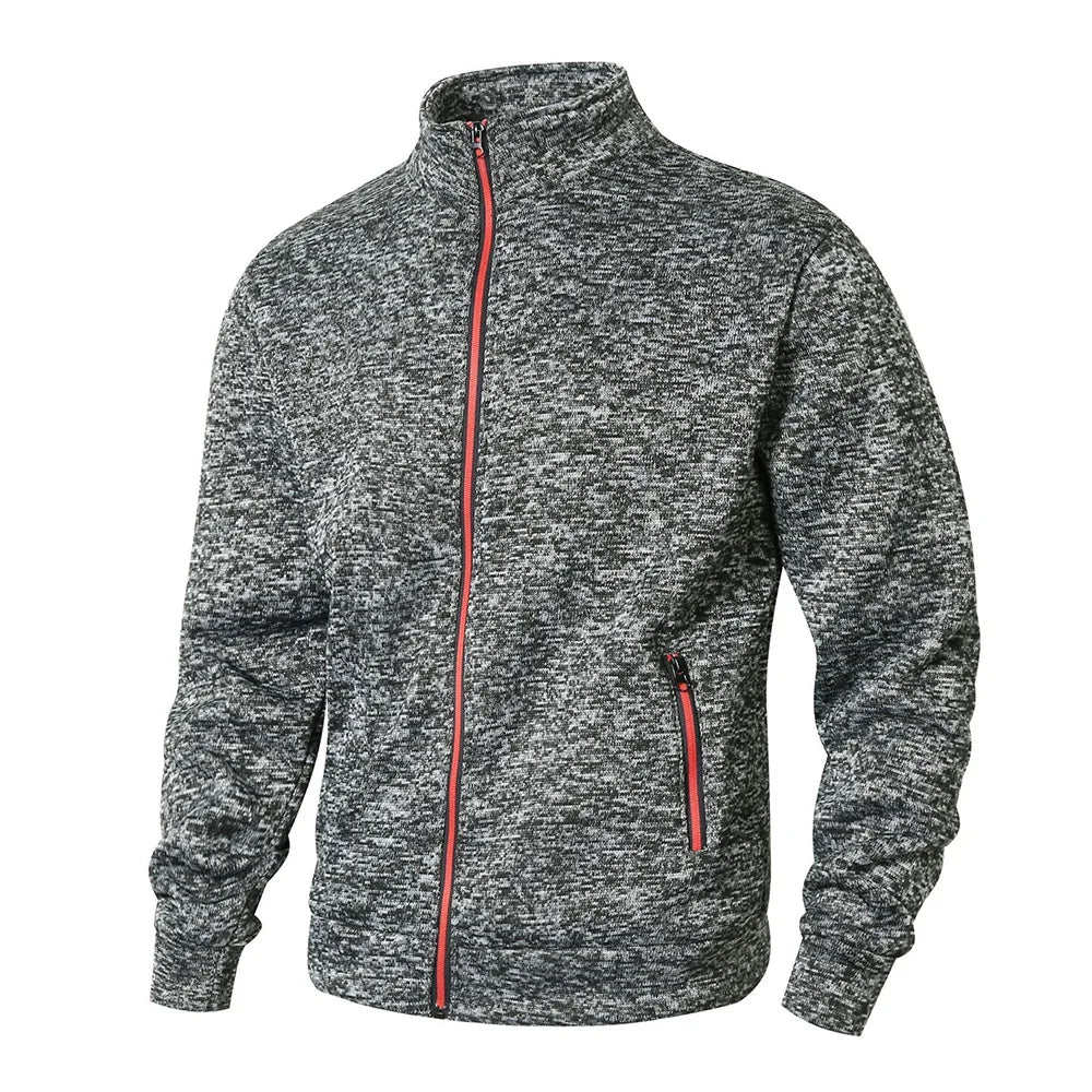 Men’s stand collar jacket cardigan, zip-up casual sweatshirt, spring autumn, regular fit, M–XXL