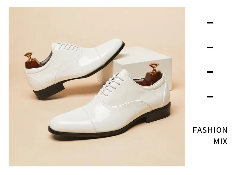 Classic Patent Leather Shoes Men Glossy Leather Shoe Man Formal Business Office Lace Up Wedding Shoes Plus Big Size 38-49