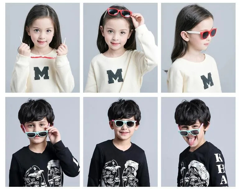 Classic Kids Silicone Sunglasses UV400 Eyewear for Boys Girls TR90 Goggles Children Sunglasses UV Protection Kids Eyewear