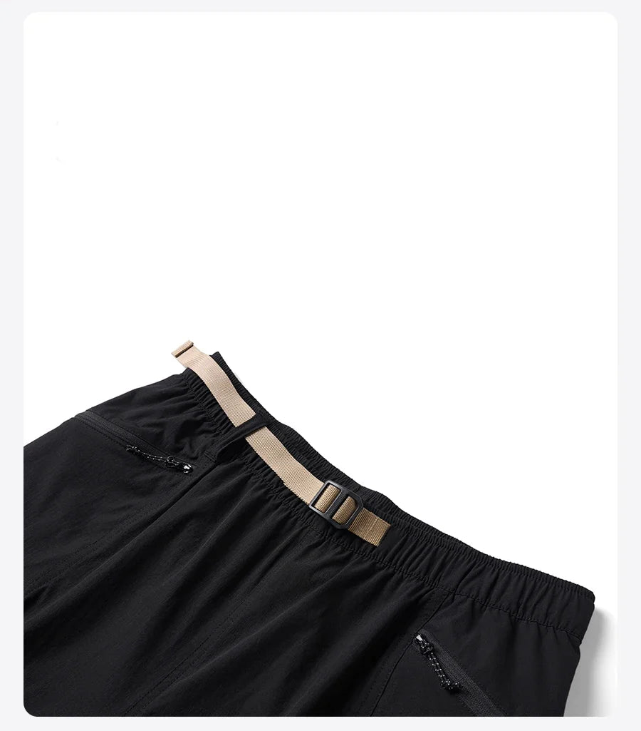 2026 Summer New Oversize 145gsm Elastic Quick Dry Fabric Shorts Men Elastic Wait Cargo Outdoor Shorts
