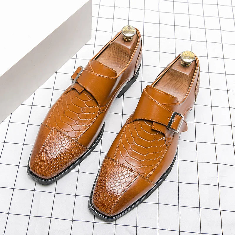 Leather Designer Brand Monks Snake Luxury Men Casual Office Business Man Loafers Mens Moccasins Driving Wedding Dress Male Shoes