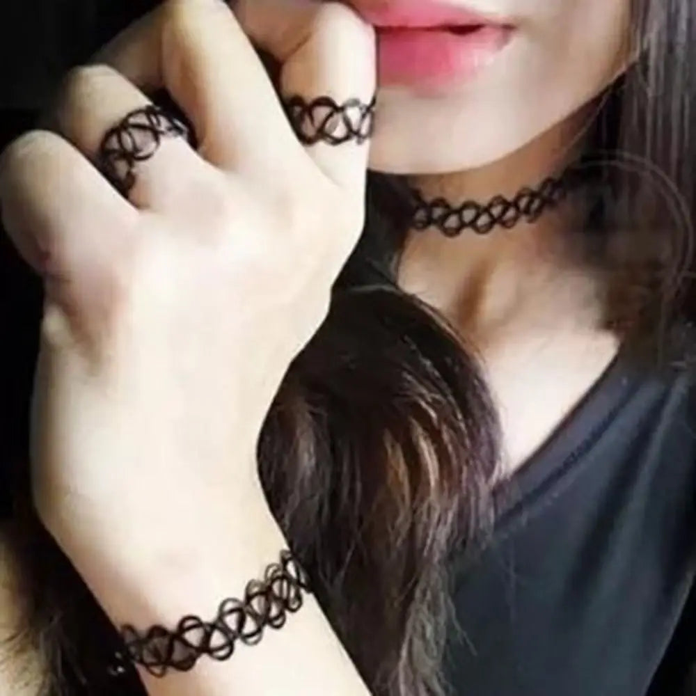 Choker Necklace Vintage Elastic Tattoo Choker Multi Color Fashion Retro Necklace Stretch Braided Fish Thread Gothic Jewellery