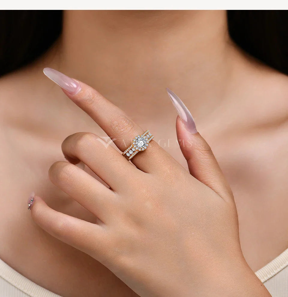 Round Cut 1.0CT Moissanite Ring 6.5mm VVS1 Diamond for Women S925 Silver Engagement Bride Jewelry Gift With Certificate