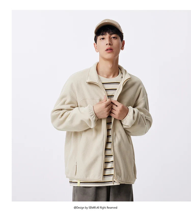 Jacket Men Anti-Static Fur Coat New Autumn 2024 Warm Fleece Couple Style Collar Top
