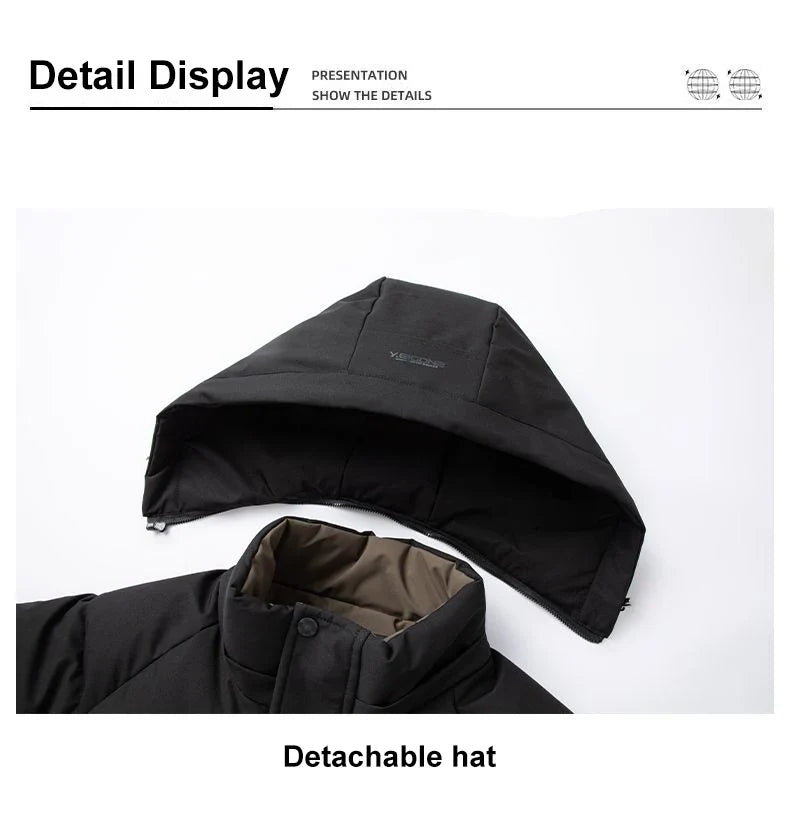 Graphene Warm Windproof Jacket Men 2024 Winter New Fashion Comfortable Thickened Outdoor Hooded Overcoat Male Casual Clothes