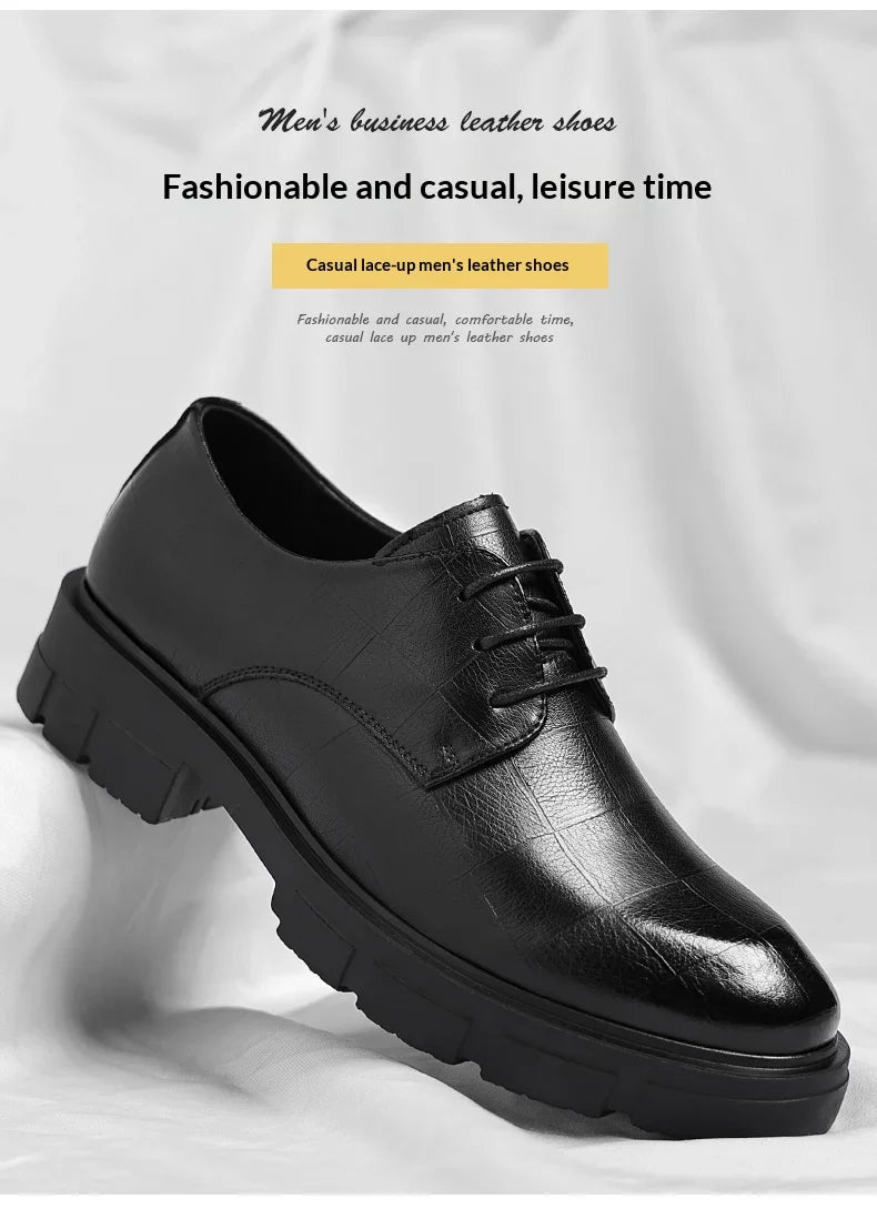 8-10cm Height Increasing Shoes for Men Platform Breathable Lift Casual Inside High Shoes Business Dress Elevator Leather Shoes