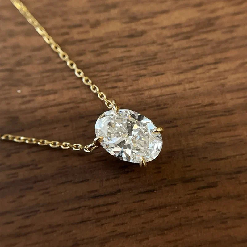 1/2/3Carat Oval Cut Solitaire Moissanite Pendant Necklace with certificate Diamond  Neckchain for women s925 silver Fine Jewelry