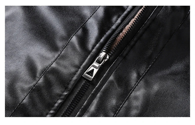 Men Leather Jacket Winter Fleece Lined Biker Jackets Fashion Motorcycle Jacket Faux Leather Coat Outwear Casual Streetwear