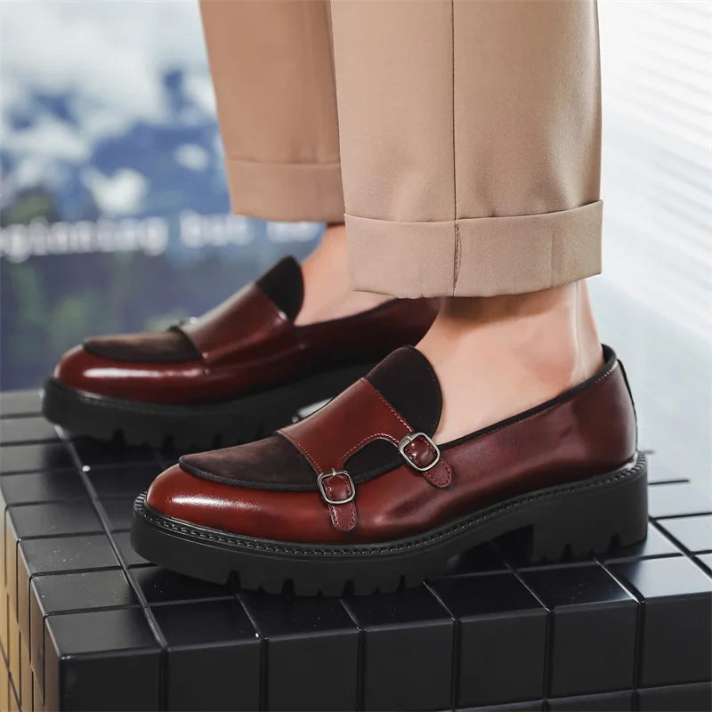 New Buckle Designer Big Size Loafers For Man Spring Autumn Business Leather Platform Shoes Male Fashion Casual Elegant Shoes Man