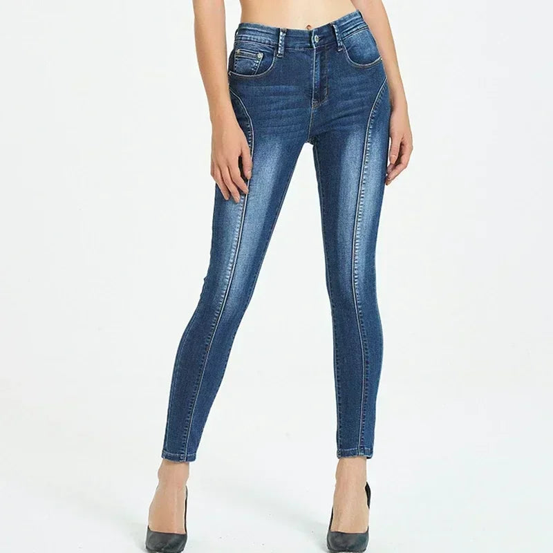 Jeans for Women Push Up Denim Pants Moto Biker Skinny Jeans 2024 Fashion Clothes Pantalones De Mujer Pantalon Femme Blue 2XL 3XL