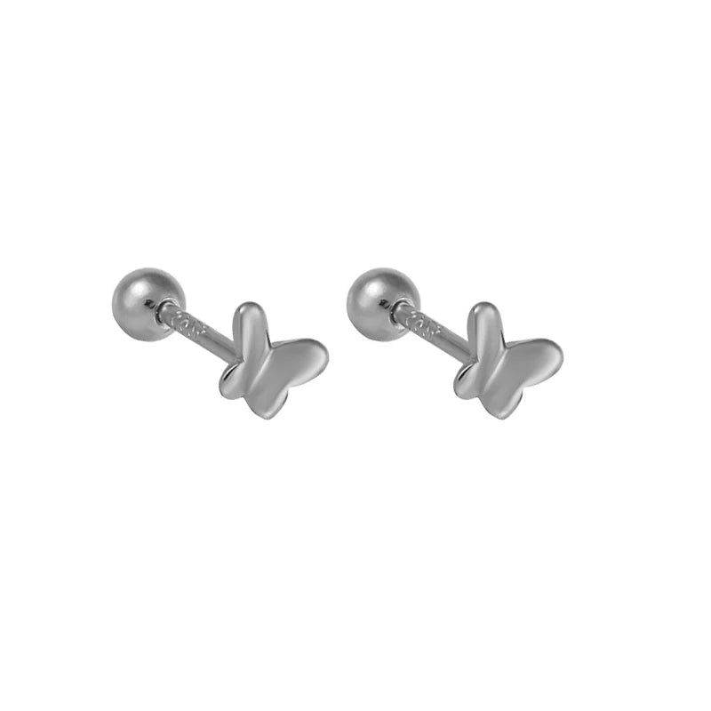 925 Sterling Silver Fashion Simple Golden Flower Beads Small Stud Earrings for Women Teen Piercing Jewelry Accessories