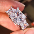 Princess Cut 3 Gems Moissanite Wedding Rings for Women Couple Jewelry Girl's Birthday Gift Lab Diamond Band Pure S925