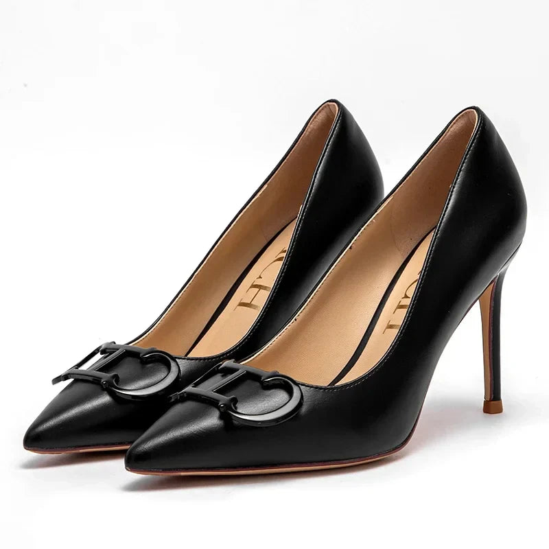 Woman shoes  High Heels New Pointed Metal Buckle Party Carnival Women's Shoes 9cm