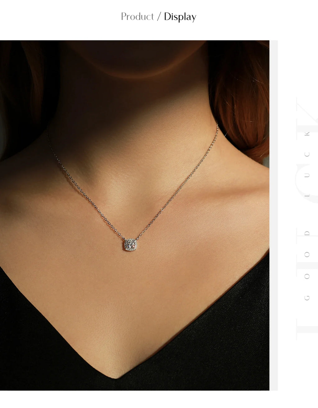 1 Carat Square Cushion Cut Halo Moissanite Pendant Necklace For Women 925 Sterling Silver Dazzling Wedding Bridal Jewelry