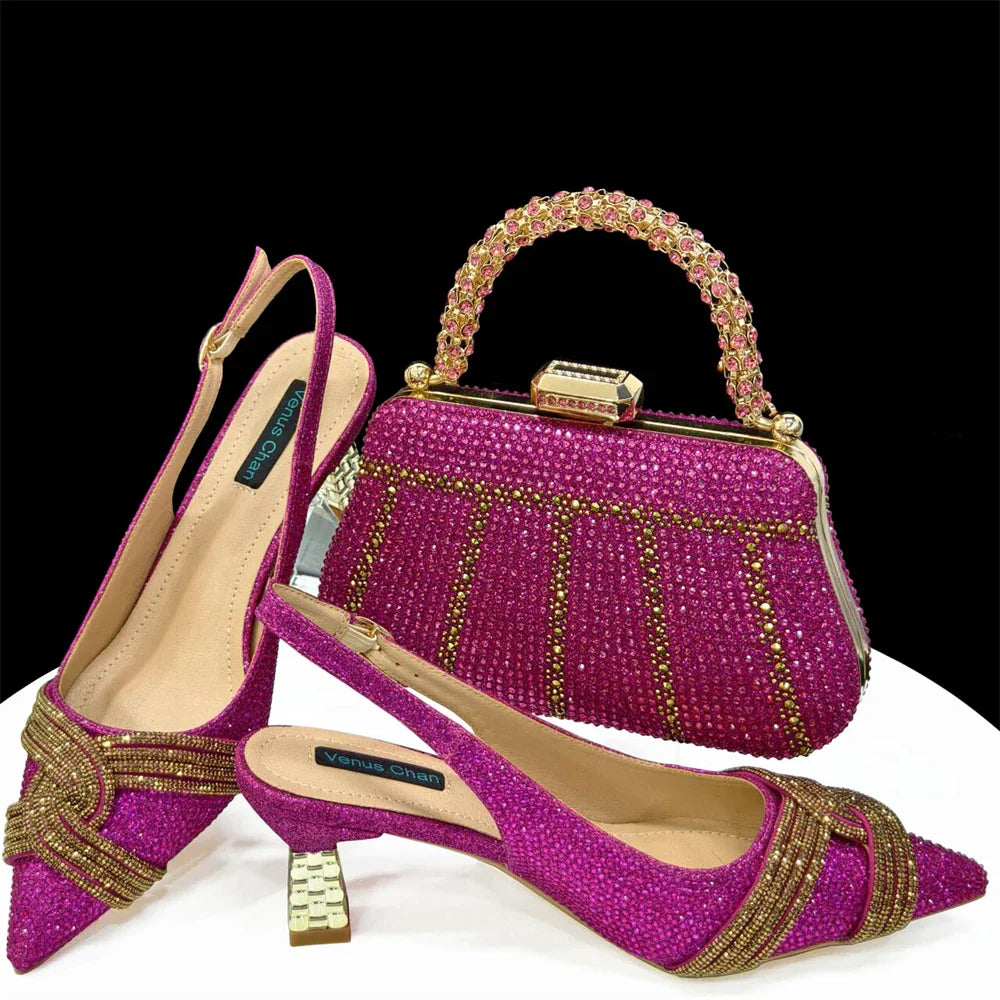 Black Hollow Design With Pointed Shoes And Fashion Three-Dimensional Bag