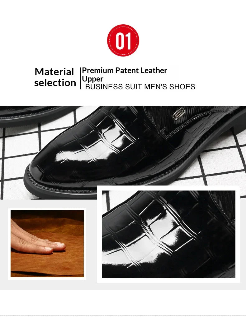 Mens Elevator Shoes 6/8CM Height Increase Invisible Hidden Formal Oxford Derby Leather Dress Shoes for Wedding Business Lace Up
