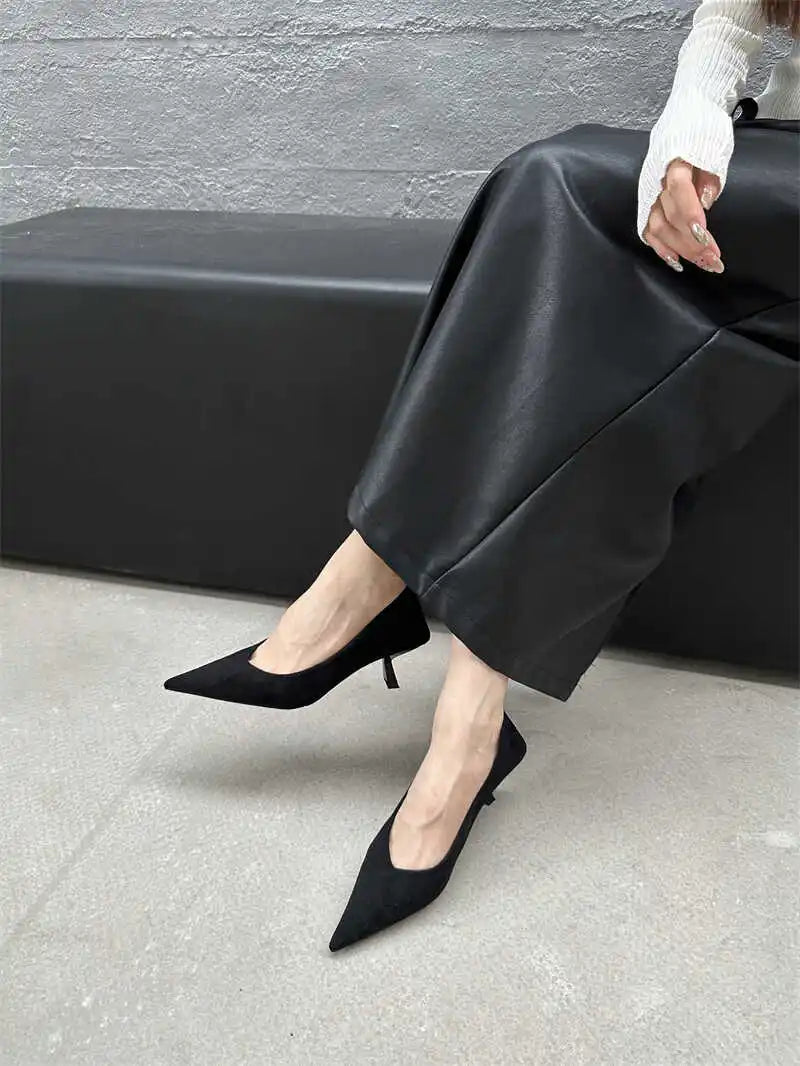 2024 Autumn Pointed Toe Women Sexy Shallow Slip On Pumps Shoes Fashion Thin High Heel Ladies Elegant Dress Shoes Mujer