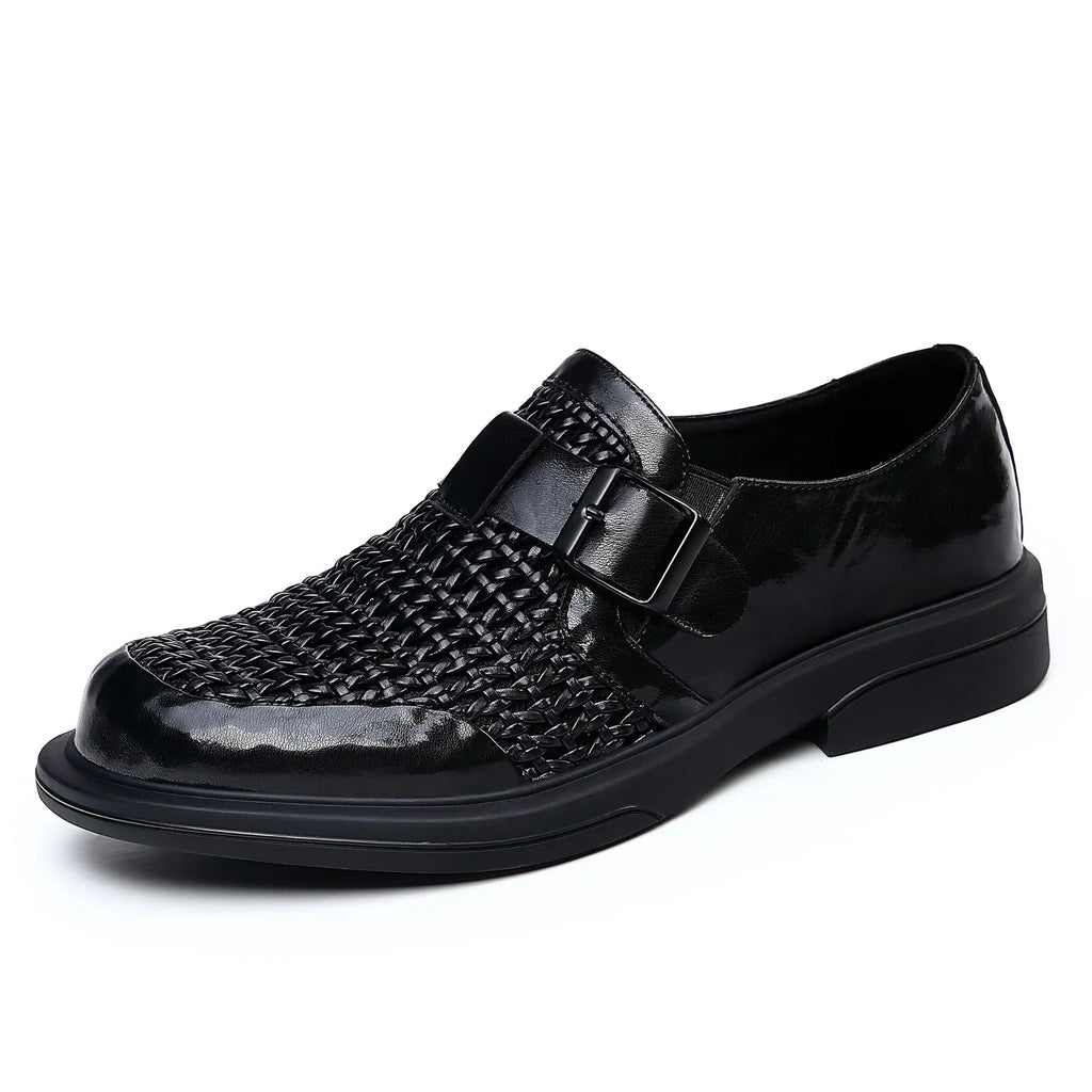 Breathable Hallow Business Leather Shoes for Men Buckle Designer Black Fashion Casual Shoe Male Summer British Elegant Shoes Man