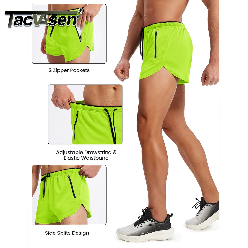 Men's Mesh Running 3" Shorts Quick Dry Lightweight Athletic Workout Gym Shorts Zipper Pockets Shorts Outdoor Fitness