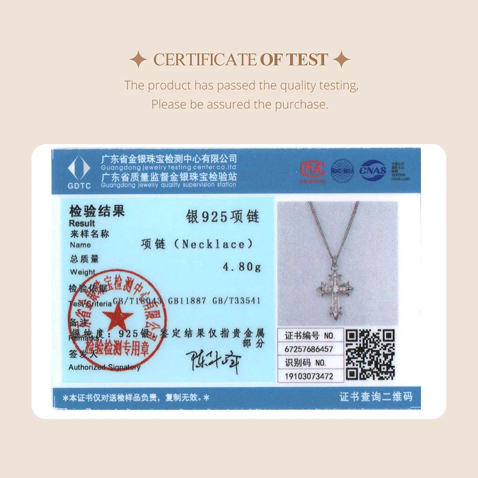 Moissanite Cross Pendant Necklace 925 Sterling Silver O-Chain Vintage Arrow Neck Chain for Women Guarding Faith Gift