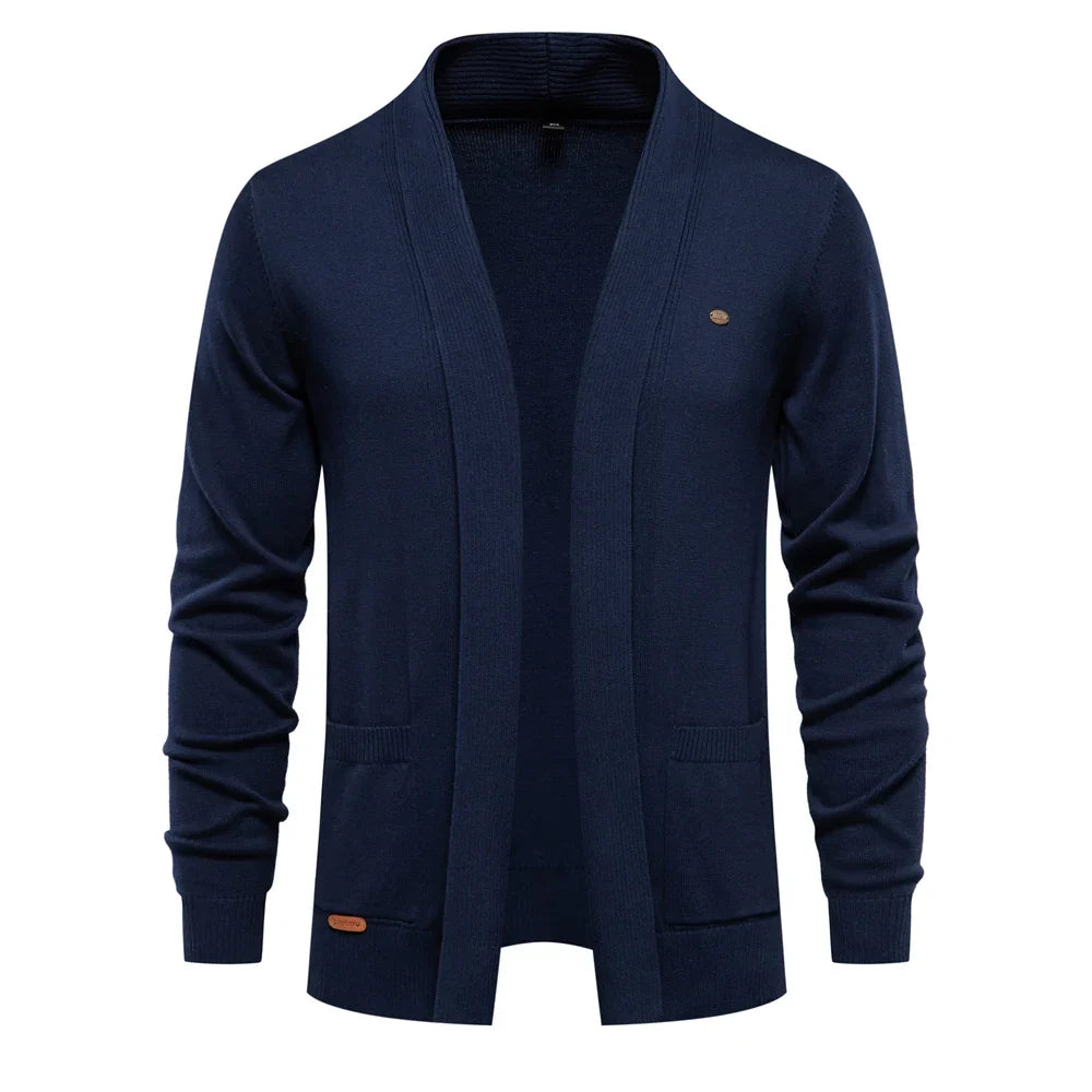 2023 New Winter Cotton Cardigan for Men Quality Mens Sweater Fashion Turn Down Collar Knitted Sweaters for Men