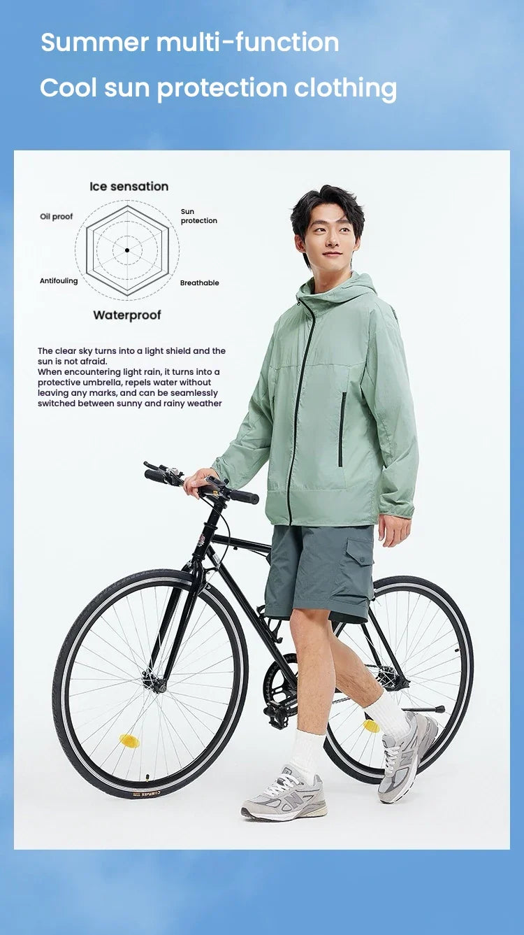 Sun Protection Jacket Men Lightweight Cool Feeling Triple Protection Hooded Top 2025 New Summer Jacket for Outdoor
