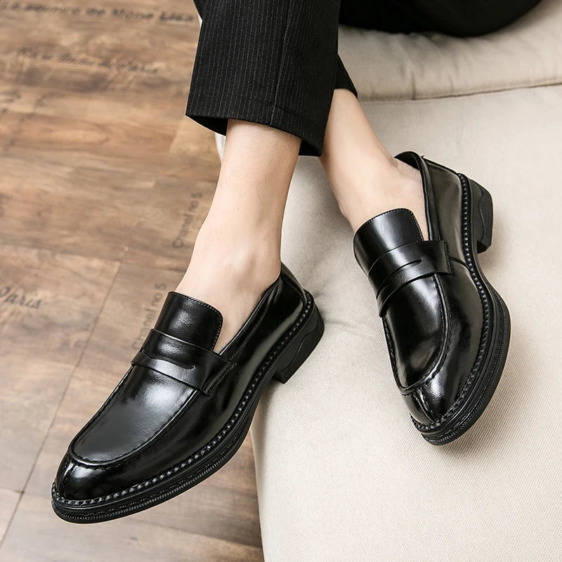 Premium Silver Business Shoes Men's Oxford Shoes Leather Brand Loafers Slip on High Quality Wedding Loafers Soft Sole Dress Shoe