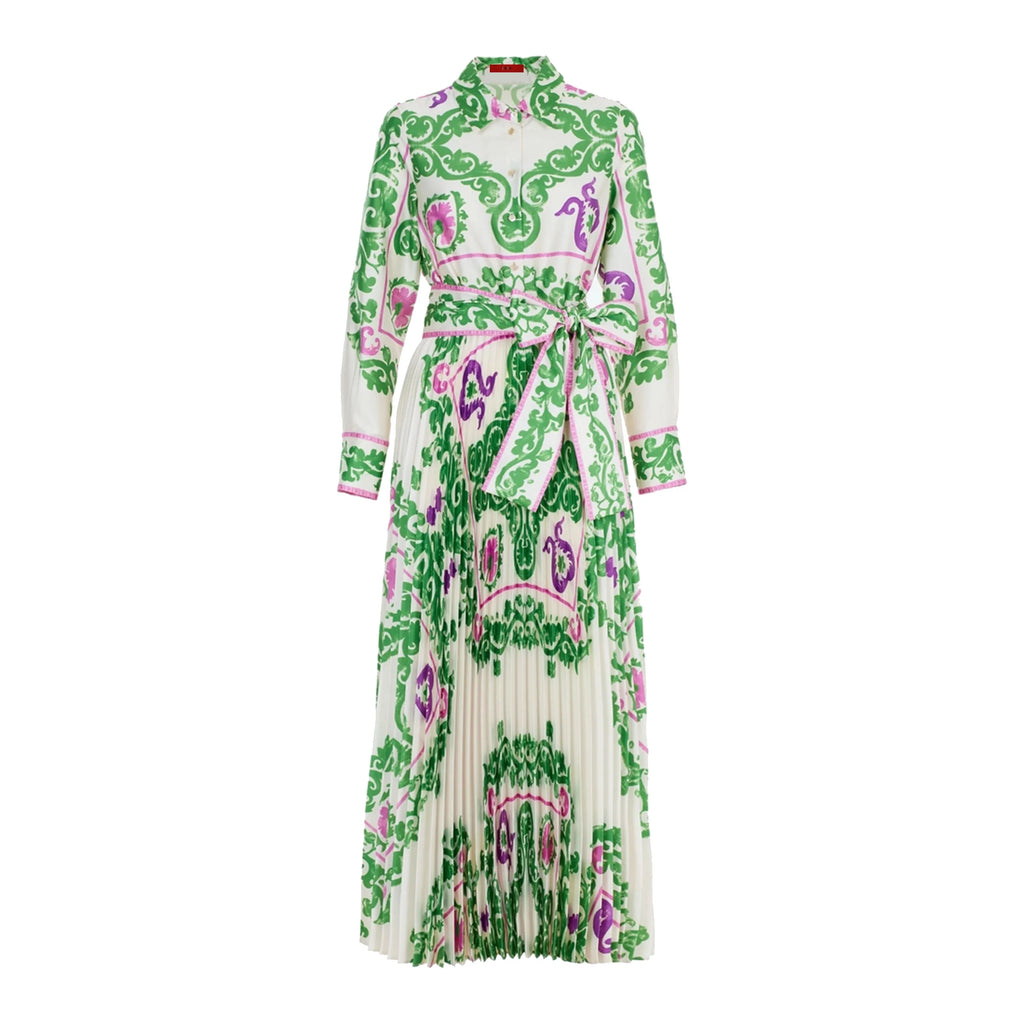 Elegant Women's Printing Dresses Lace Up Neck Long Sleeve Elegant Dress 2024 New Autumn Robe Midi Shirt Dress