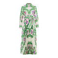 Elegant Women's Printing Dresses Lace Up Neck Long Sleeve Elegant Dress 2024 New Autumn Robe Midi Shirt Dress