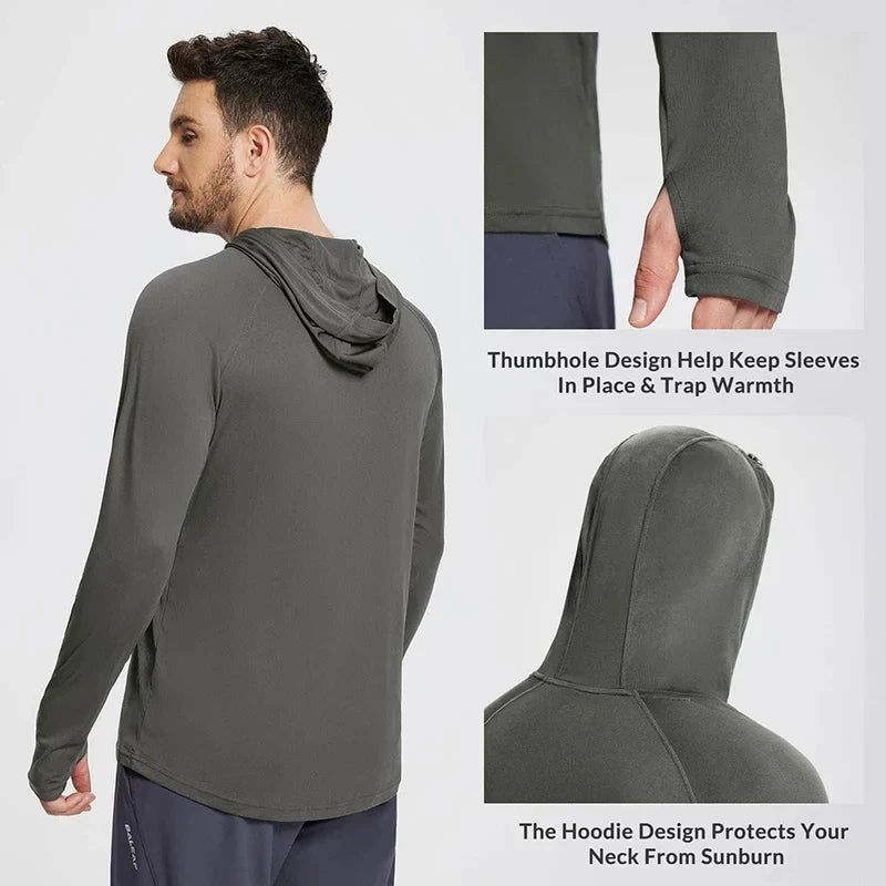 Sun Protection T-Shirt Hoodie Men's UPF50+ Sun Protection Long Sleeve T-Shirt Quick Dry Breathable Hiking Sunscreen Fishing Wear