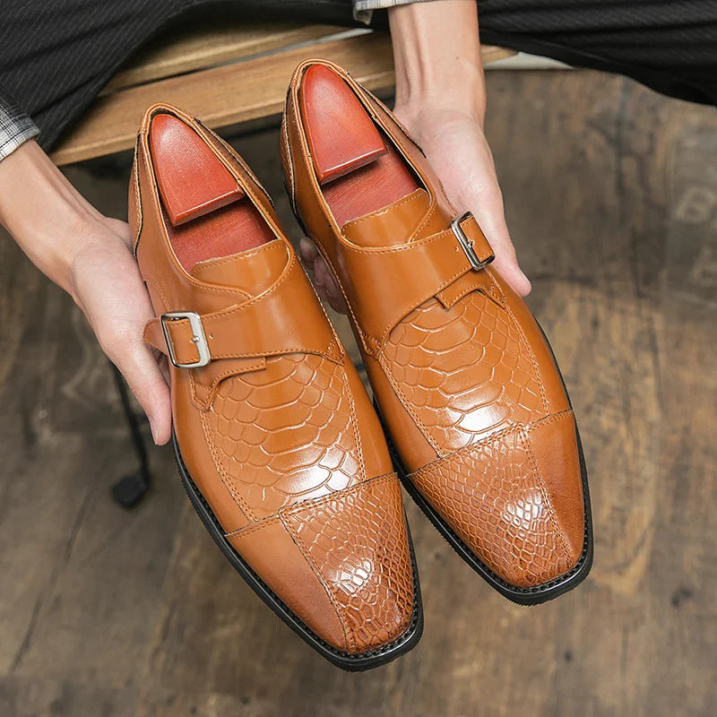 Leather Designer Brand Monks Snake Luxury Men Casual Office Business Man Loafers Mens Moccasins Driving Wedding Dress Male Shoes