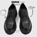 Men's Leather Shoes Black Round Toe Thick Sole Platform Male Casual Brogue Shoe Footwear Offer Designer Classic Original Retro